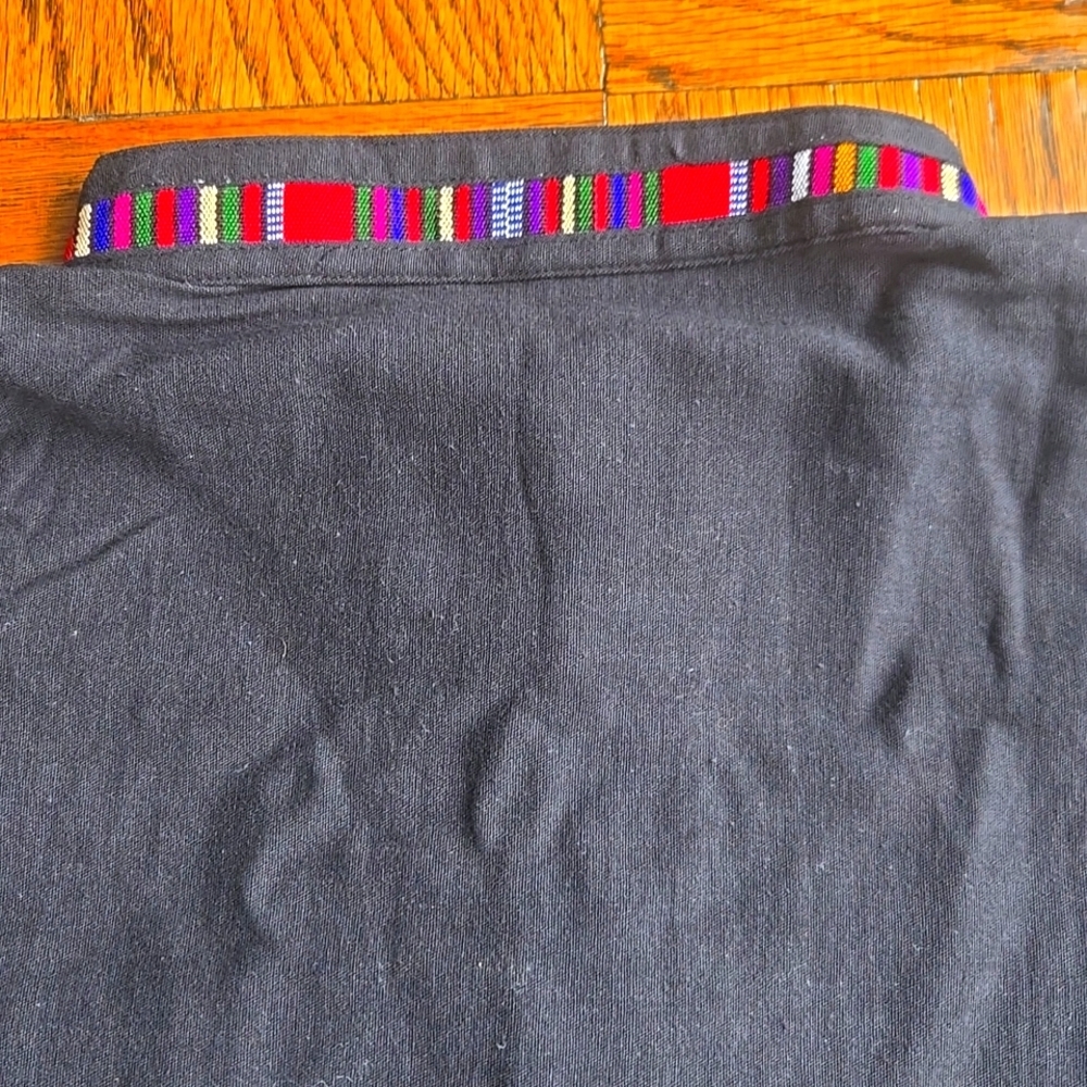 Men’s Guatemalan Woven Artisan Shirt Black Embroidered Boho Top XL - Picture 10 of 12